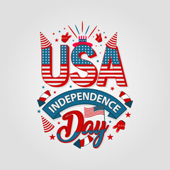 American Independence Day. 4th July national holiday Festive vector illustration EPS 10.