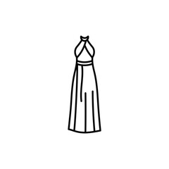 Dress with an American armhole black line icon.
