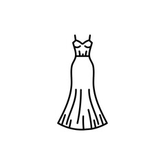 Mermaid dress black line icon.
