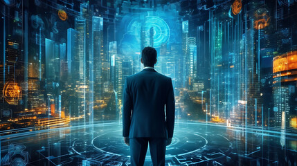 Generated with AI - Driving Business Empowerment: Businessmen Harnessing Power through Technology, Money, and Cyber-security