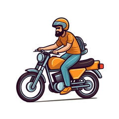 Obraz na płótnie Canvas A Delivery man ride scooter motorcycle cartoon. 3D icon cartoon style Delivery man riding a motorcycle.
