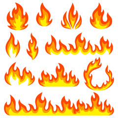 Set of stylized fire. Decorative element for design.