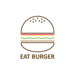 Eat burger and simple logo vector