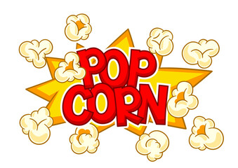 Background with popcorn. Image of snack food in cartoon style. - obrazy, fototapety, plakaty