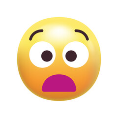 Anguished emoji face. anguished emoticon with open eyes and raised eyebrows , distressed, unhappy, sad, suffering, agonized, emotions