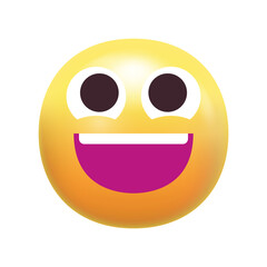 grinning happy smiley emoji face. smile emoticon with open eyes and showing teeth , grin, smilling, laugh, haha, laughing, emotions