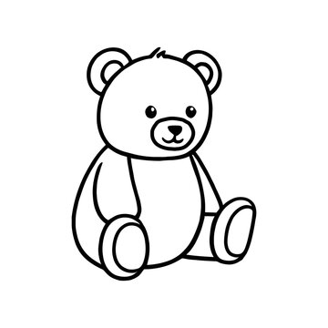 Teddy bear outline sketch vector. Hand drawn linear illustration. Monochrome teddy bear coloring page silhouette. 