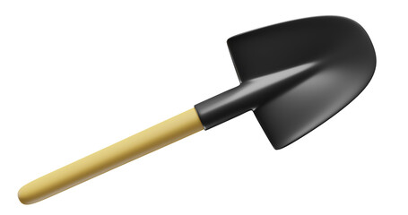 Shovel on an isolated background. Close-up 3D rendering.