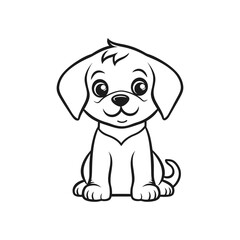  Dog outline sketch vector. Hand drawn dog linear illustration. Monochrome silhouette for coloring book. 