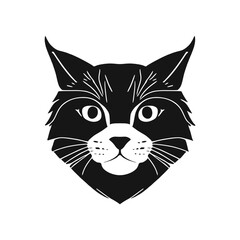 Black cat logo icon vector-flat minimalistic illustration. Vector illustration