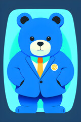 Fototapeta premium Cute cartoon bear in business suit. Generative AI