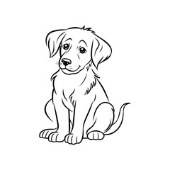 Dog outline sketch vector. Hand drawn dog linear illustration. Monochrome silhouette for coloring book. 