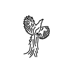 Bird of Paradise black line icon.