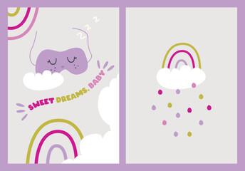 Sleep mask - cute kids vector illustration, Pre-made printable card design. 