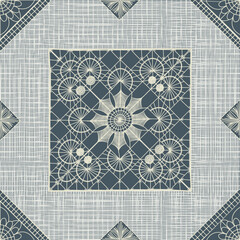 Seamless pattern inspired from traditional Danish Hedebo embroidery, vector illustration