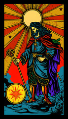 Magic color occult cards. Vintage mystic tarot cards with icon people and magical symbols. Generation AI