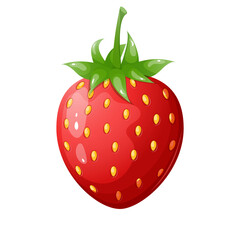 Cartoon style strawberry isolated on white background.