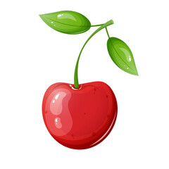 Cartoon style cherry isolated on white background.