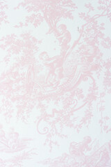 retro decorative baroque or rococo scrapbook paper featuring cherubs frolicking in romantic landscape