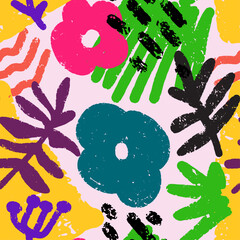 Vector seamless pattern shabby texture abstract grunge background, trendy grungy print	
