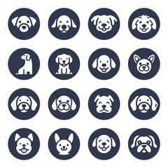 Dog silhouette vector cartoon logo set	