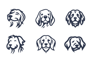Dog hand drawn silhouette vector icon set.