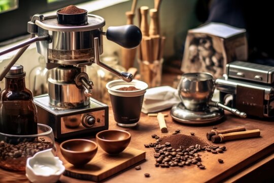 coffee been collection with grinder maker stuff food photography