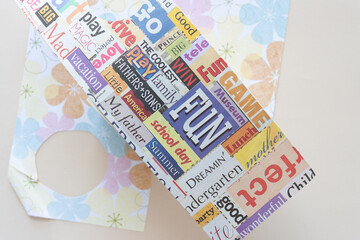 scrapbook sample with words on cut scrapbook paper with flowers