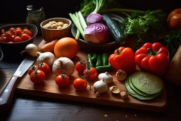 cutting vegetables on a cutting board table stuff food photography