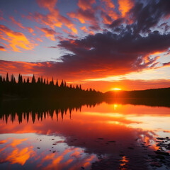 Obraz premium sunset over the river
