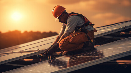 Solar Panel worker Generative Ai