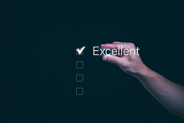 Customer services best excellent business rating experience. Satisfaction survey concept. user gives ratings to service experience on the online application, online marketing, and business processes.