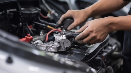 Car mechanic doing car maintenance and servicing  Generative AI