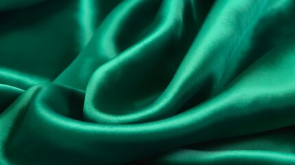 Obraz premium Emerald silk cloth. Generative AI.