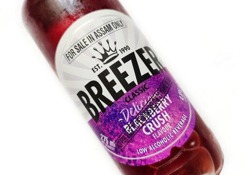 Guwahati, Assam, India - March 25, 2023 : Alcoholic fruit flavoured drink Bacardi Breezer Blackberry crush.