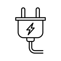 Electrical plug with lighting icon. Plug with wire isolated on white background.