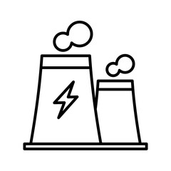 Nuclear or coal power plant icon. Industrial chimney, power plant.