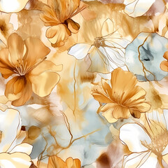 Gold Alcohol Ink Pattern AI Generated