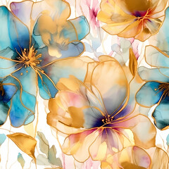 Gold Alcohol Ink Pattern AI Generated