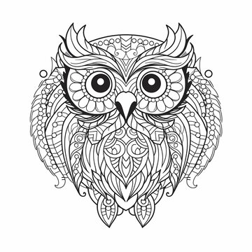 owl, bird, cartoon, animal, illustration, vector, tattoo, cute, art, wing, nature, drawing, design, eagle, feather, character, symbol, beak, wild, brown, parrot, icon, wildlife, funny, branch