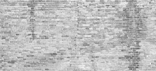 Photo sur Aluminium Mur de briques Abstract white brick wall texture for pattern background. wide panorama picture. with copy space design for web banner