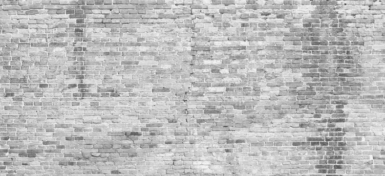 Fototapeta Abstract white brick wall texture for pattern background. wide panorama picture. with copy space design for web banner