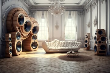 futuristic acoustic system in interior