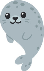 Cute cartoon grey harbor seal