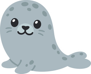 Cute cartoon grey harbor seal