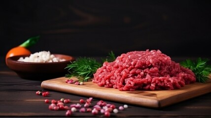 raw minced meat on a plate Generative AI
