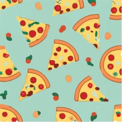 Foto op Plexiglas cute simple pizza pattern, cartoon, minimal, decorate blankets, carpets, for kids, theme print design  © le