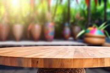 Podium for product advertisement or restaurant menus with beautiful background  Generative AI