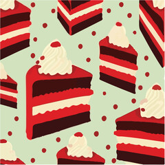 cute simple red velvet cake pattern, cartoon, minimal, decorate blankets, carpets, for kids, theme print design
