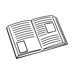 Illustration of open book. Vector illustration isolated on white. Education concept. 